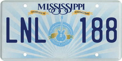 MS license plate LNL188