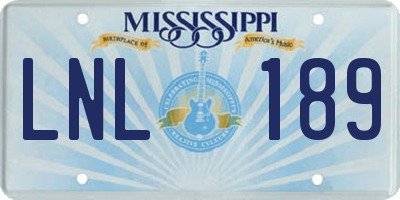 MS license plate LNL189