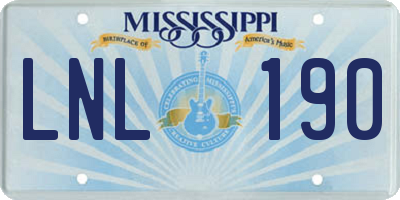 MS license plate LNL190