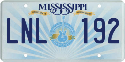 MS license plate LNL192