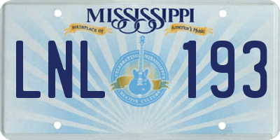 MS license plate LNL193