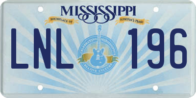 MS license plate LNL196