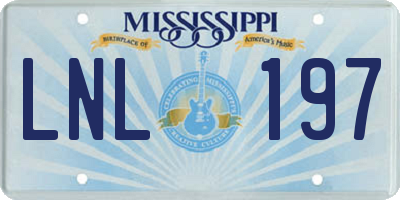 MS license plate LNL197