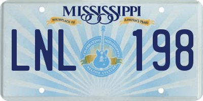 MS license plate LNL198