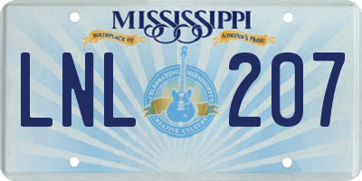 MS license plate LNL207