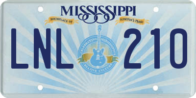 MS license plate LNL210
