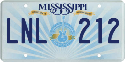 MS license plate LNL212