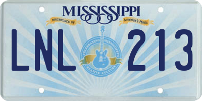 MS license plate LNL213