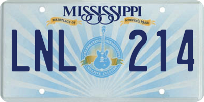 MS license plate LNL214