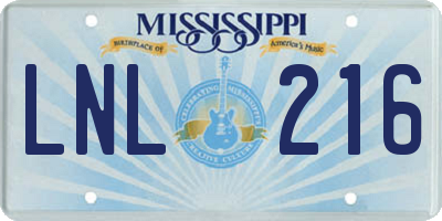 MS license plate LNL216