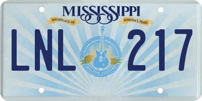 MS license plate LNL217
