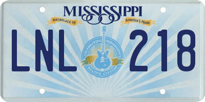 MS license plate LNL218