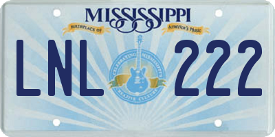 MS license plate LNL222