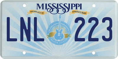 MS license plate LNL223