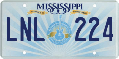 MS license plate LNL224