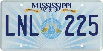 MS license plate LNL225