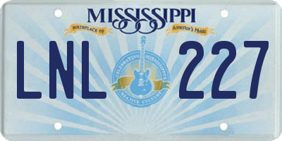MS license plate LNL227
