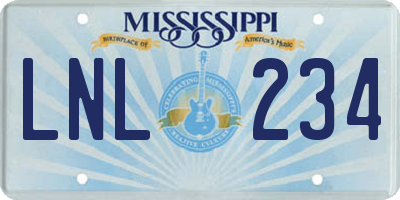 MS license plate LNL234