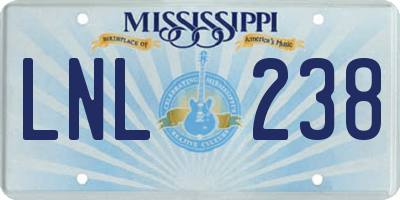 MS license plate LNL238