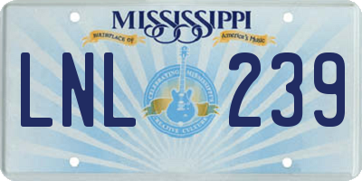 MS license plate LNL239