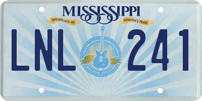 MS license plate LNL241