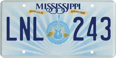 MS license plate LNL243