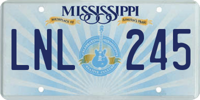 MS license plate LNL245