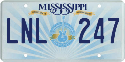 MS license plate LNL247