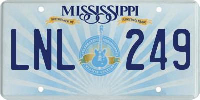 MS license plate LNL249