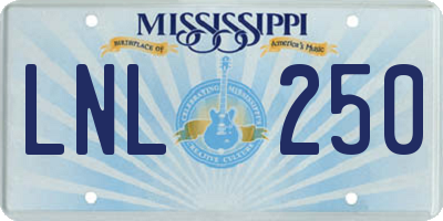 MS license plate LNL250