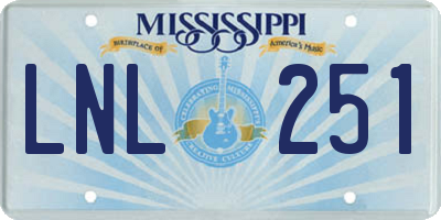 MS license plate LNL251