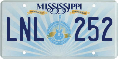 MS license plate LNL252