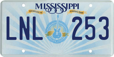 MS license plate LNL253