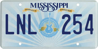 MS license plate LNL254