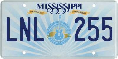 MS license plate LNL255