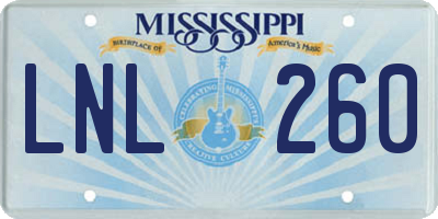 MS license plate LNL260