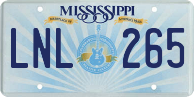 MS license plate LNL265
