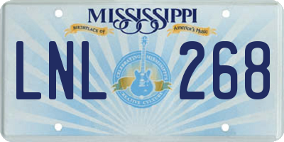 MS license plate LNL268