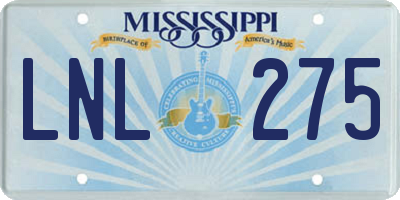MS license plate LNL275