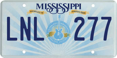 MS license plate LNL277