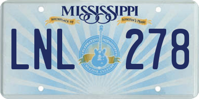 MS license plate LNL278