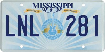 MS license plate LNL281