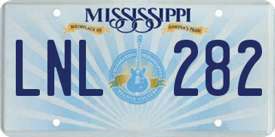MS license plate LNL282
