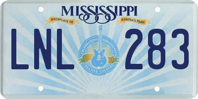 MS license plate LNL283