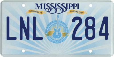 MS license plate LNL284