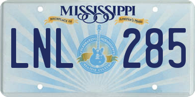 MS license plate LNL285