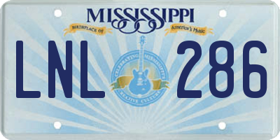 MS license plate LNL286