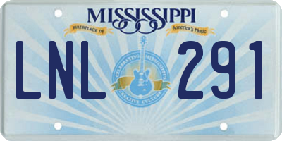 MS license plate LNL291