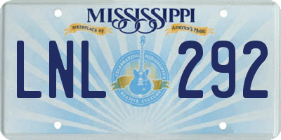 MS license plate LNL292