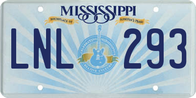 MS license plate LNL293